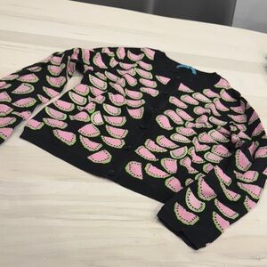 Alice + Olivia Black and Pink Cardigan
